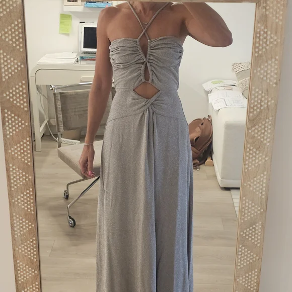 PatBO LUREX SILVER CUT OUT MAXI DRESS SZ 6 US - Picture 11 of 15